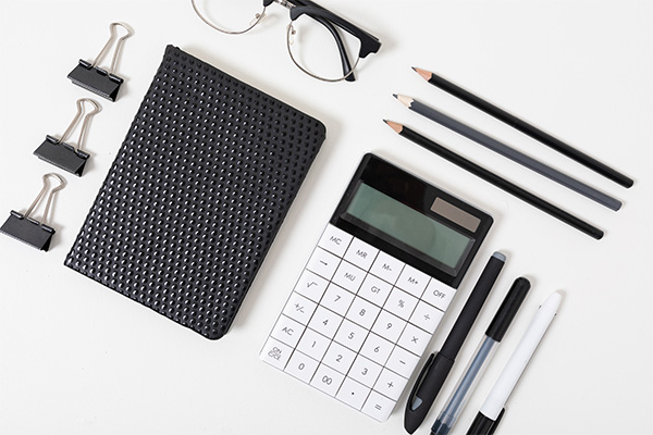 calculator and notebook